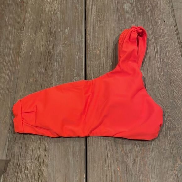 Anthropologie Nikki Classic One Shoulder Bikini Top orange XS NWOT - Picture 2 of 4